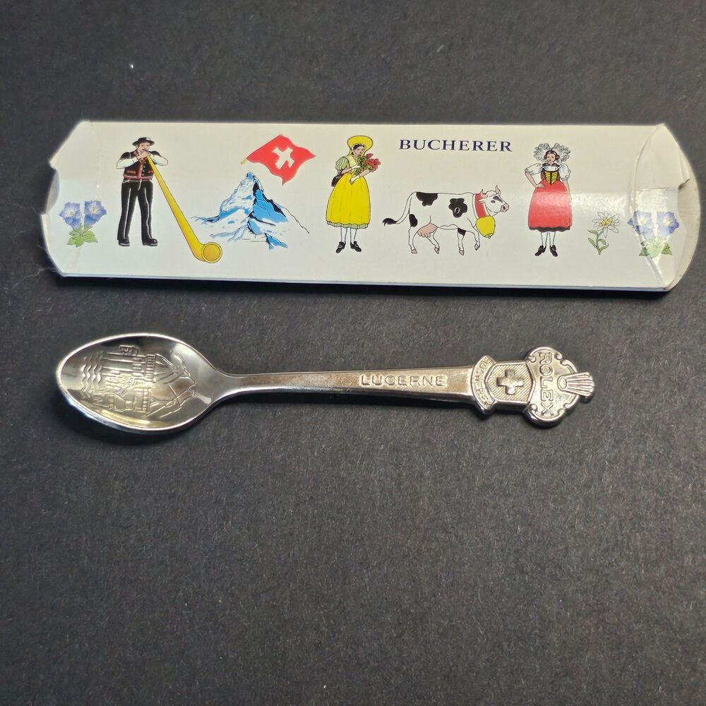 Rolex Lucerne Vtg Baby Spoon Bucherer of Switzerland, Lucerne 4.5"